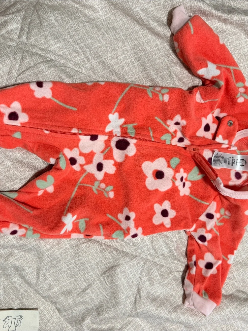 Gerber Coral Floral Fleece Footed One-Piece